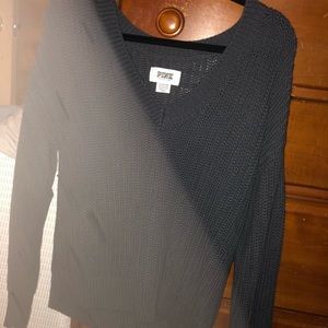 Grey oversized PINK v neck sweater